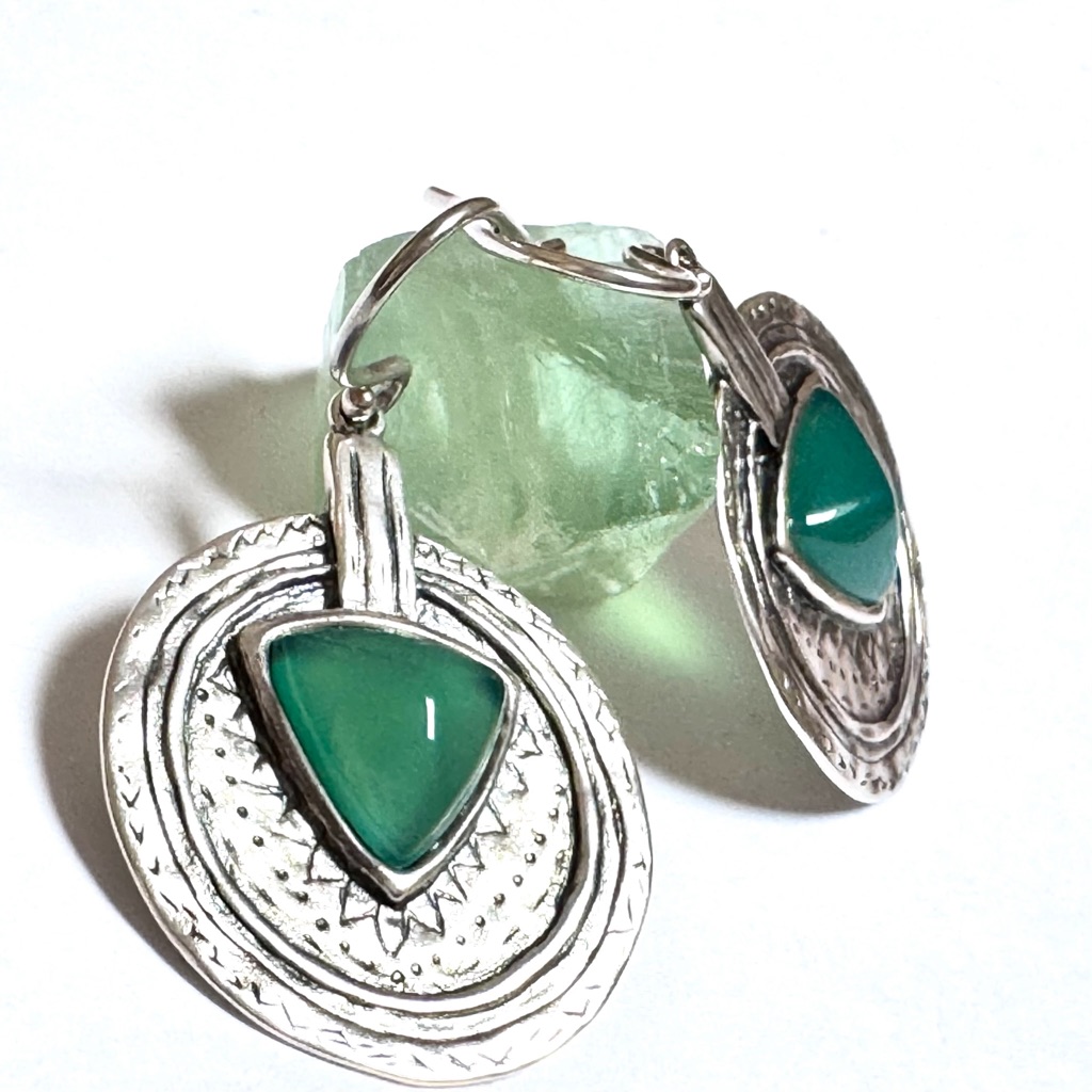 New Silpada Earrings Green Agate Sterling W3286 “Emerald Isle” New Silpada Box